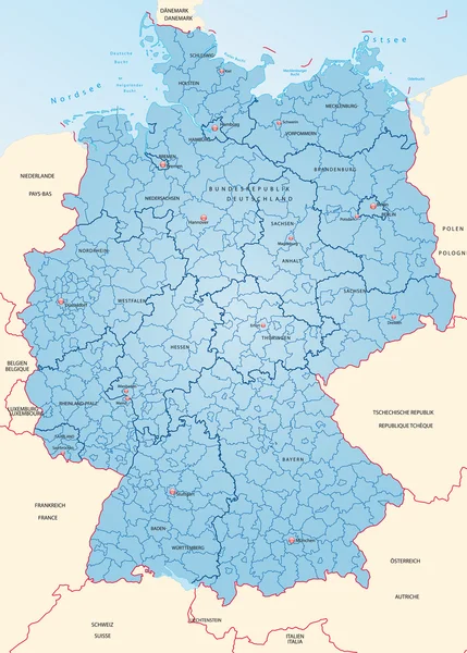 La mappa di Germania — Vettoriale Stock