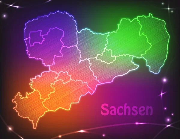 Karte von Sachsen — Stockvektor