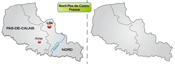 Kuzey-pas-de-calais Haritası — Stok Vektör