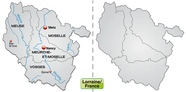 Karte von Lorraine — Stockvektor