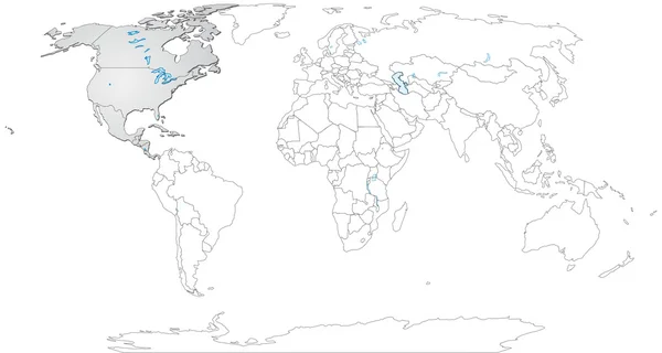 Mappa del Nord America — Vettoriale Stock