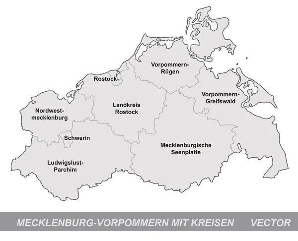 Mapa de Mecklemburgo-Pomerania Occidental — Archivo Imágenes Vectoriales