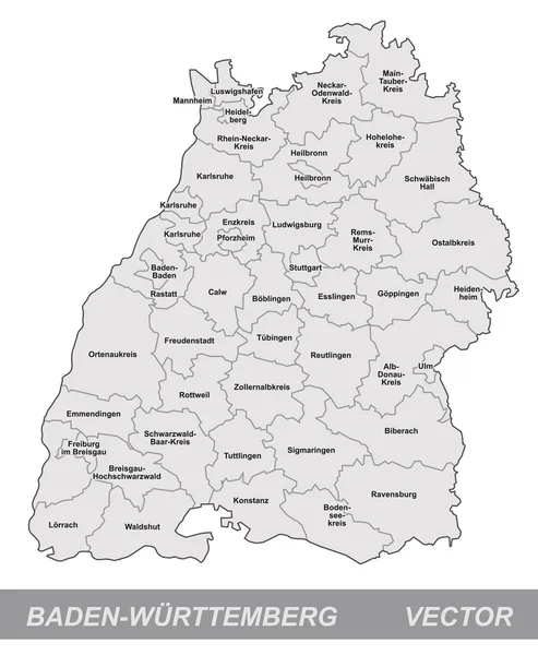 La carte de Bade-Wurtemberg — Image vectorielle