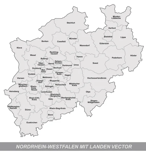 Mapa Nadrenii Północnej-Westfalii — Wektor stockowy