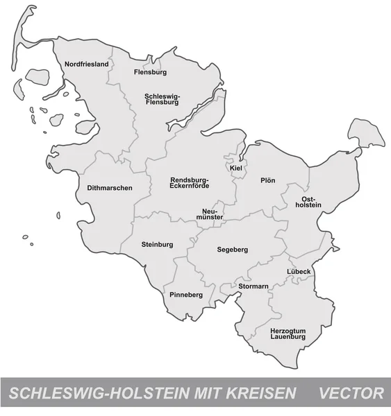 O mapa de Schleswig-Holstein — Vetor de Stock