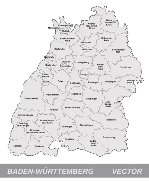 O mapa de Baden-Wuerttemberg — Vetor de Stock