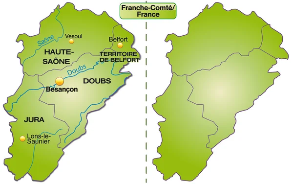 Mapa de Franche-Comte — Archivo Imágenes Vectoriales