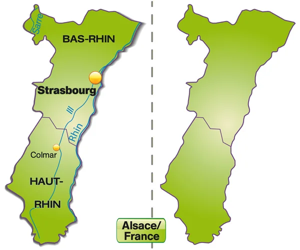 La mappa di Alsazia — Vettoriale Stock