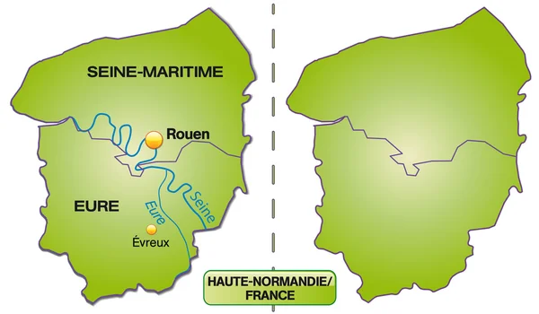 Mapa online de Alta Normandía — Archivo Imágenes Vectoriales