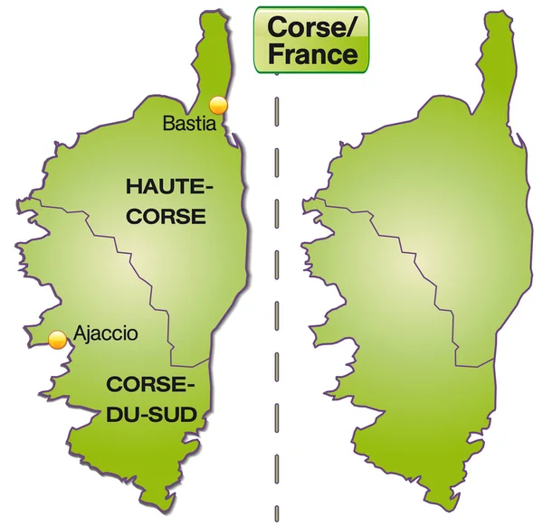 La carte de La Corse — Image vectorielle