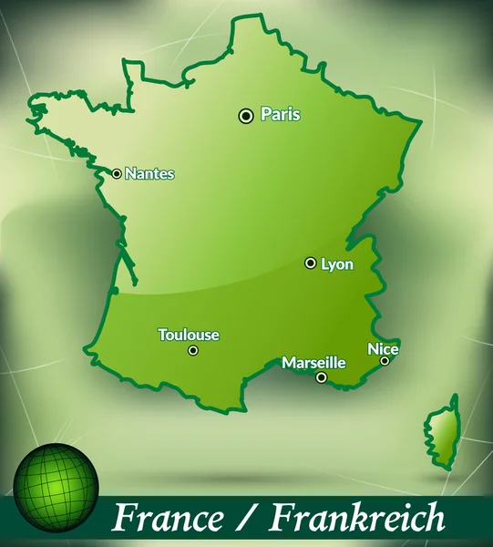 Landkarte von Frankreich — Stockvektor