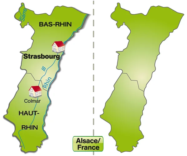 La carte de L'Alsace — Image vectorielle