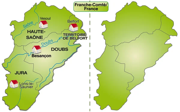 Mapa de Franche-Comte — Vector de stock