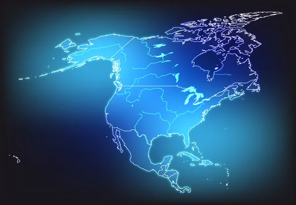 Mappa del Nord America — Vettoriale Stock