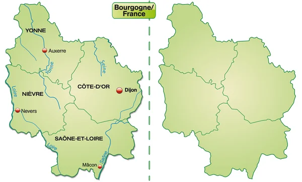 Karta över Bourgogne — Stock vektor