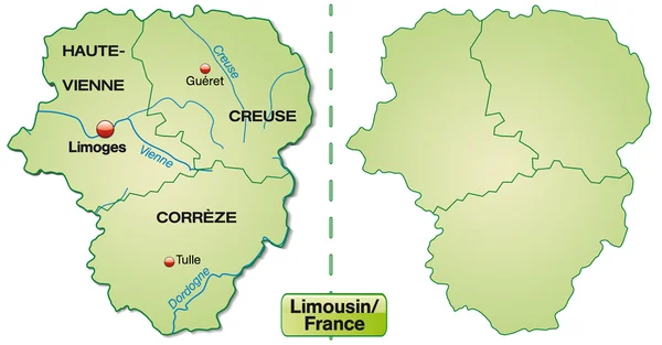 リムーザン地域圏の地図 — ストックベクタ