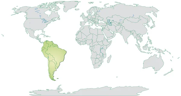 Kaart van Zuid-Amerika — Stockvector