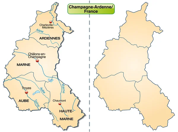 Mapa de Champagne-Ardenne — Vector de stock