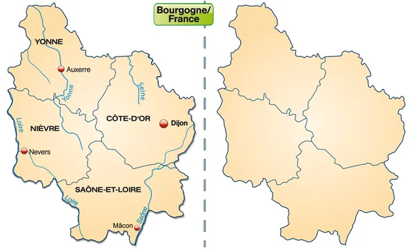 Mapa Burgundzka — Wektor stockowy
