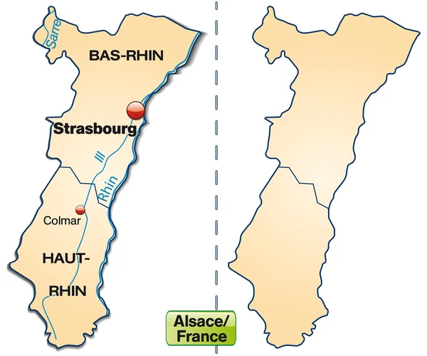 O mapa de Alsácia — Vetor de Stock