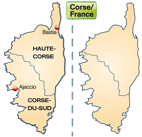 La carte de La Corse — Image vectorielle