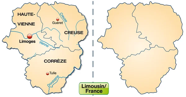 La carte du limousin — Image vectorielle