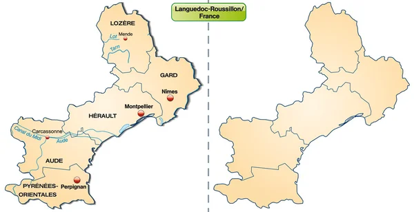 Karta av languedoc-roussillon — Stock vektor