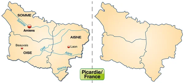 El mapa de picardie — Archivo Imágenes Vectoriales