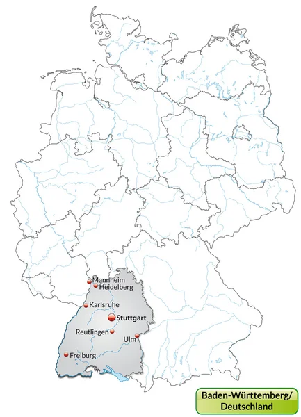 La carte de Bade-Wurtemberg — Image vectorielle