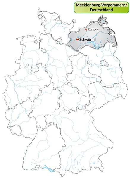 Mapa de Mecklemburgo-Pomerania Occidental — Archivo Imágenes Vectoriales