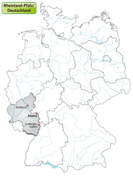 Kaart van Rheinland-Pfalz — Stockvector