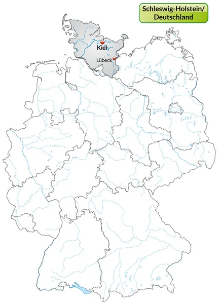 Mapa online de Schleswig-Holstein — Vector de stock