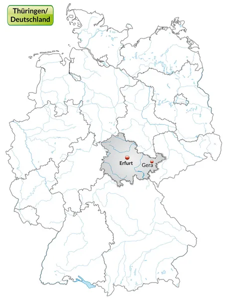 O mapa de Thuringia — Vetor de Stock