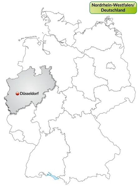 Kaart van Nordrhein-Westfalen — Stockvector