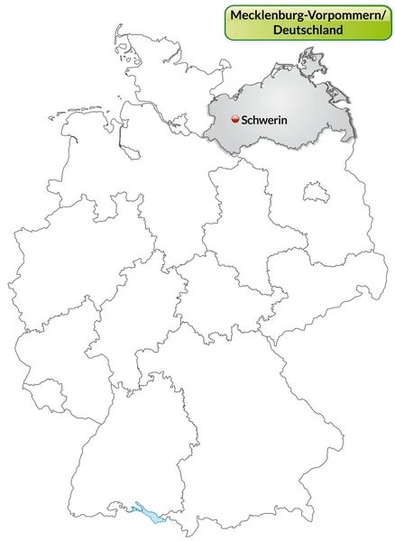 Mapa de Mecklemburgo-Pomerania Occidental — Archivo Imágenes Vectoriales