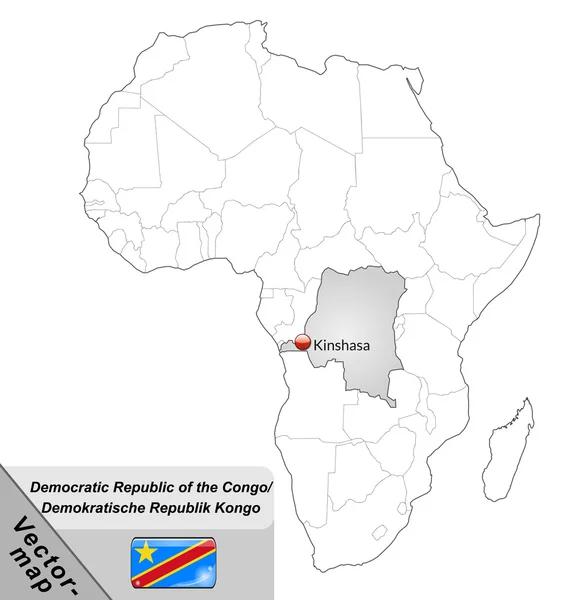 Mapa da República Democrática do Congo —  Vetores de Stock