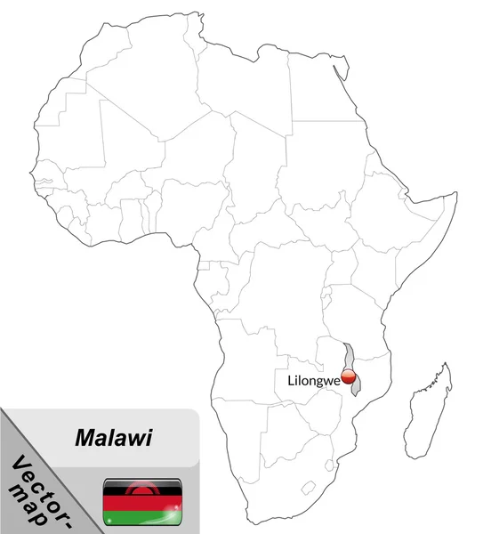 O mapa de Malawi —  Vetores de Stock