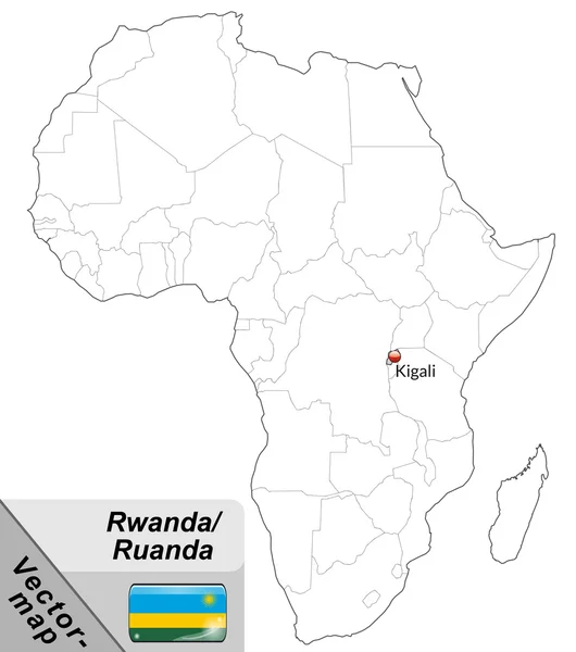 La carte de Rwanda — Image vectorielle