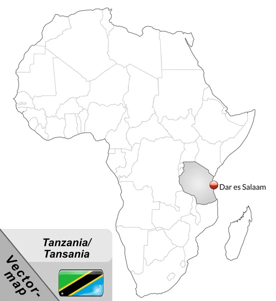 Карта Танзании — стоковый вектор