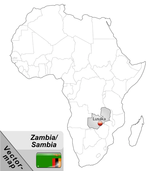 La mappa di Zambia — Vettoriale Stock