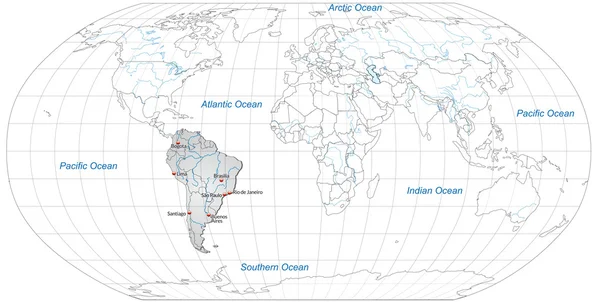 Carte de l'Amérique du Sud — Image vectorielle