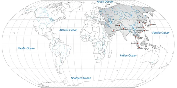 Mapa online de Asia — Archivo Imágenes Vectoriales