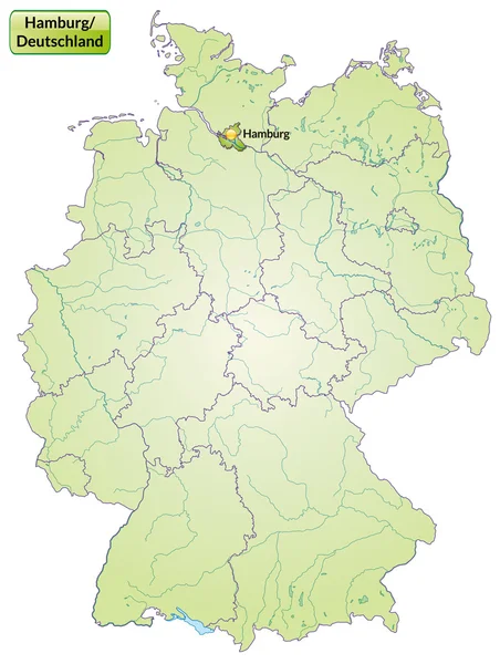 La mappa di Amburgo — Vettoriale Stock