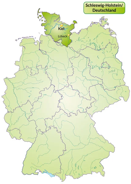 Karta över Schleswig-Holstein — Stock vektor