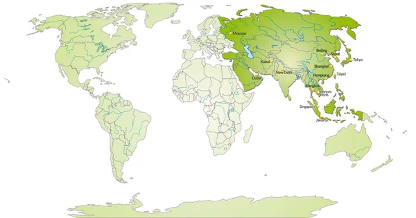 Mapa online de Asia — Vector de stock