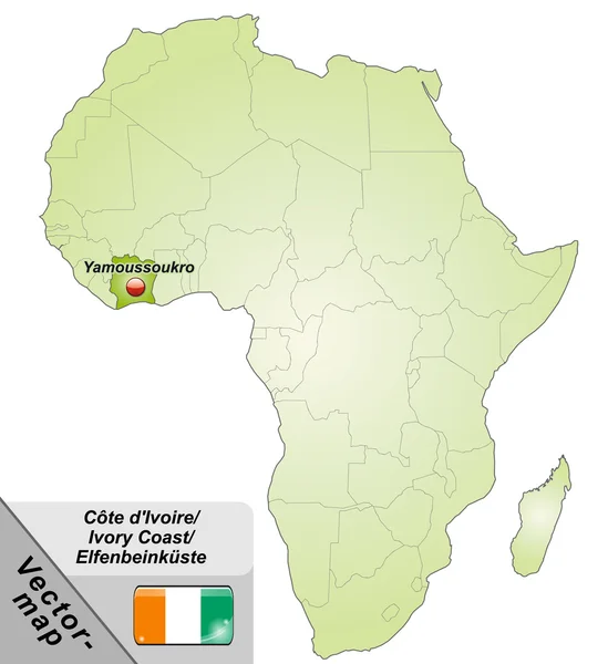 Karta över Elfenbenskusten — Stock vektor