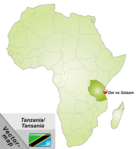 Tanzanya Haritası — Stok Vektör