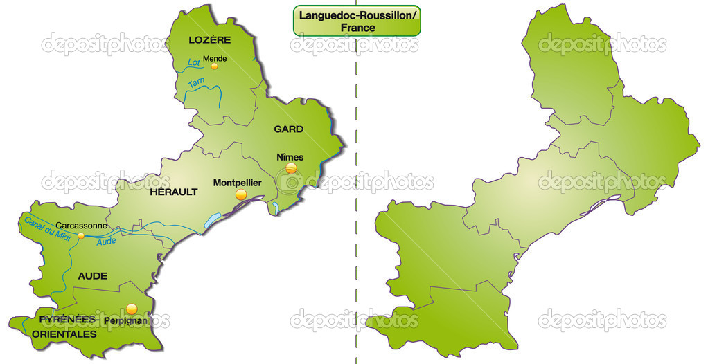 Map of languedoc-roussillon