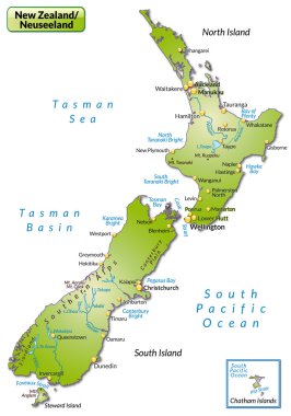 Map of new zealand clipart