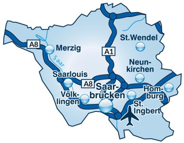 Map of Saarland clipart